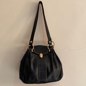 Marino Orlandi Black Soft Leather Shoulder Tote Bag Purse